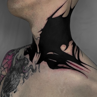 Male Black Blackwork tattoo on Neck #59474 | Tattoo Artist Vik Prokhorov