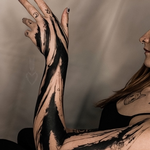 Female Black Blackwork tattoo on Sleeve #59475 | Tattoo Artist Vik Prokhorov