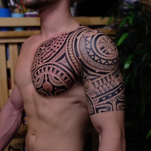 Color Polynesian tattoo #59763 | Tattoo Artist maksim kokin