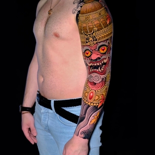 Male Color Neo-traditional tattoo on Sleeve #75214 | Tattoo Artist Pavlik Gusarov