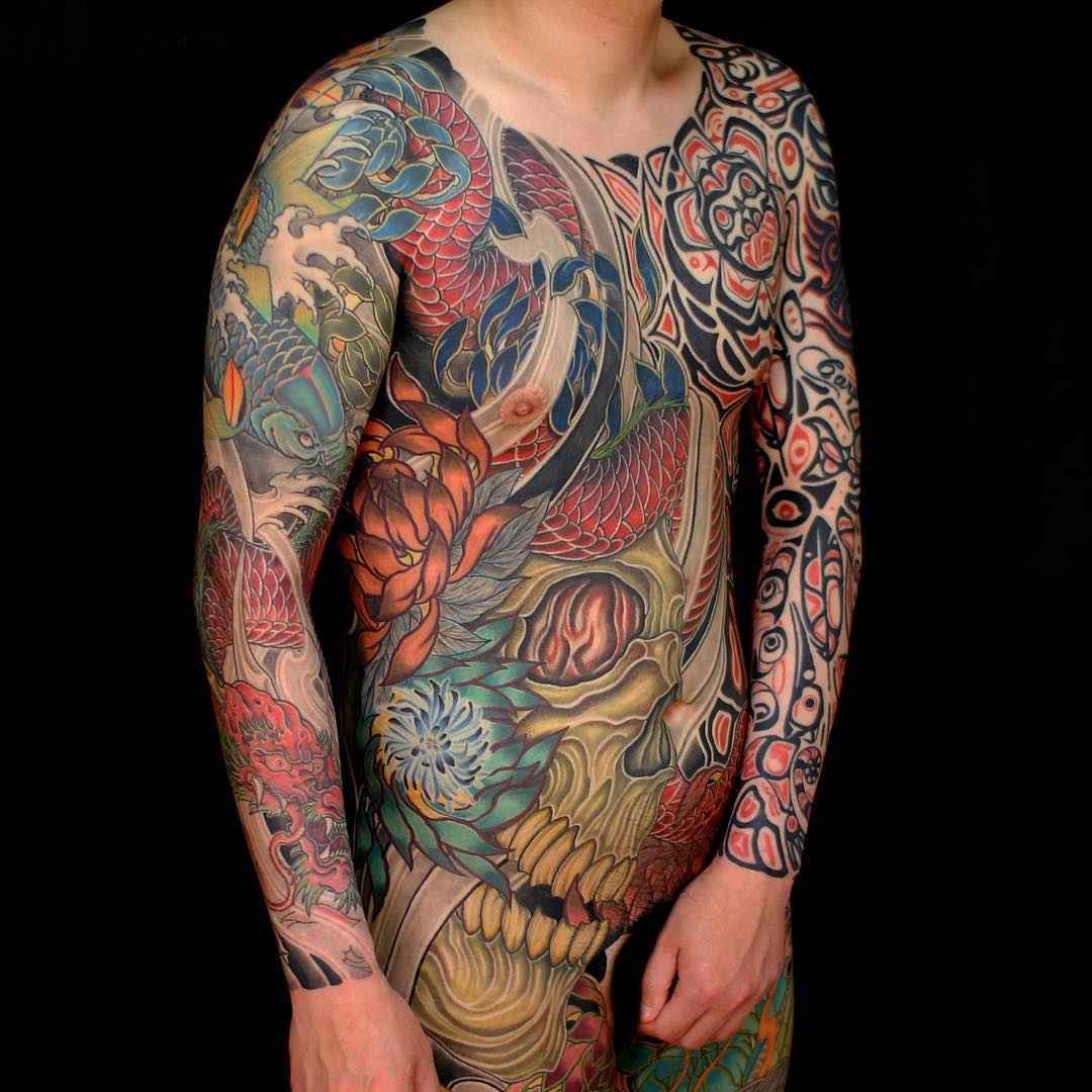 Tattoo artist Shiryu bright color oriental japanese tattoo | Seoul, South Korea
