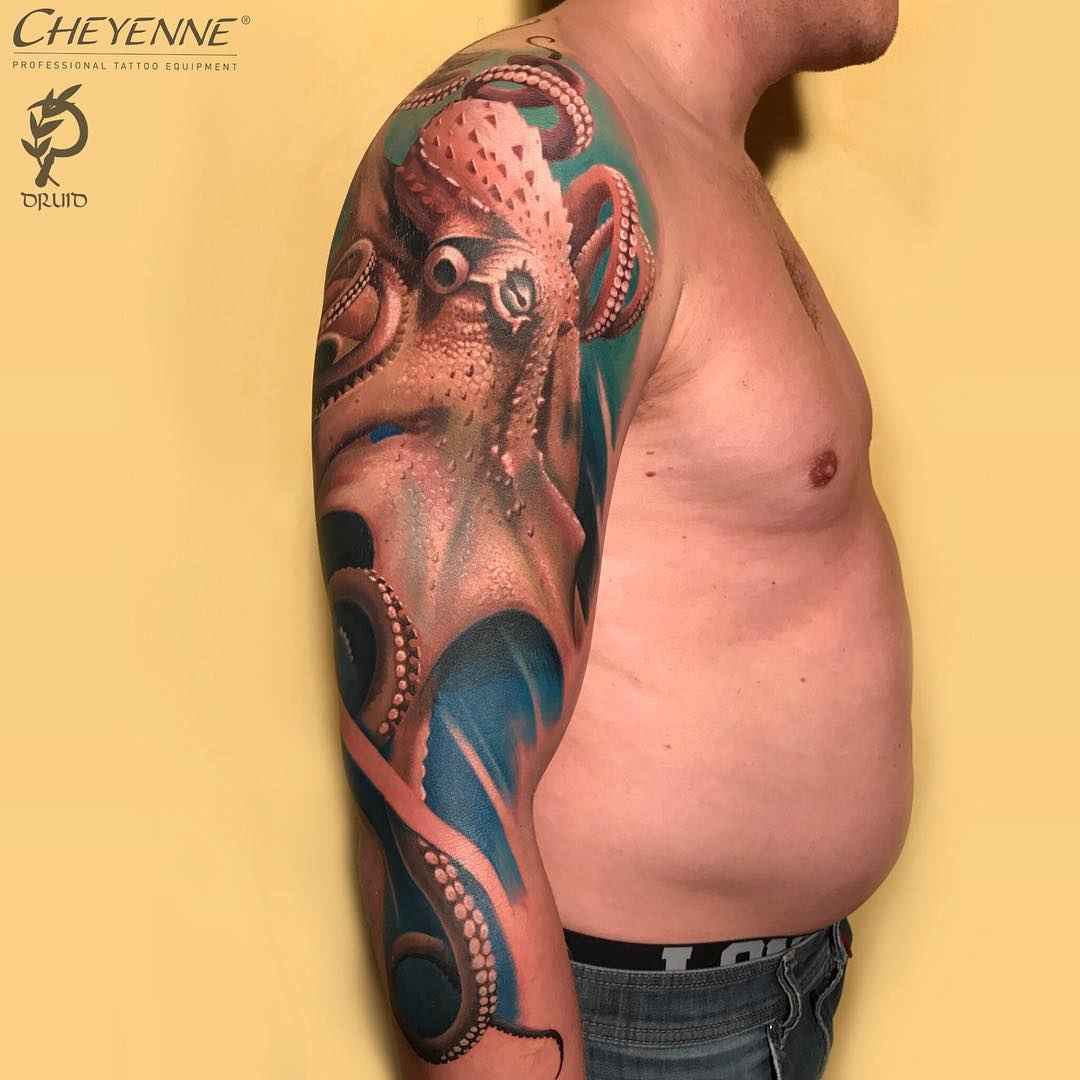 Tattoo artist Rinat Tattarin Mingazdinov color black&grey realistic tattoo