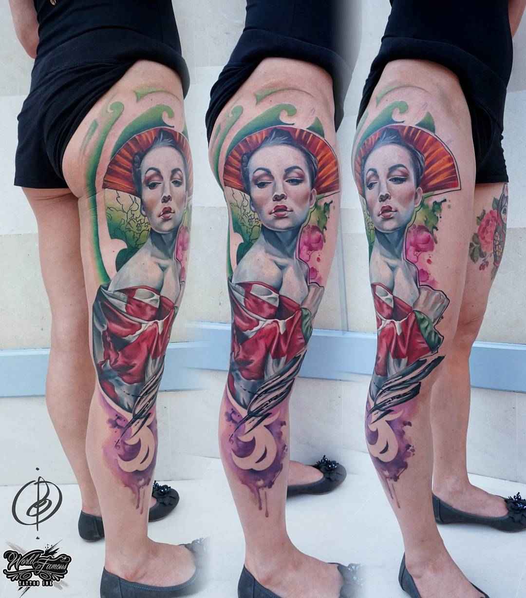 Tattoo artist Daria Pirojenko color watercolor realism tattoo