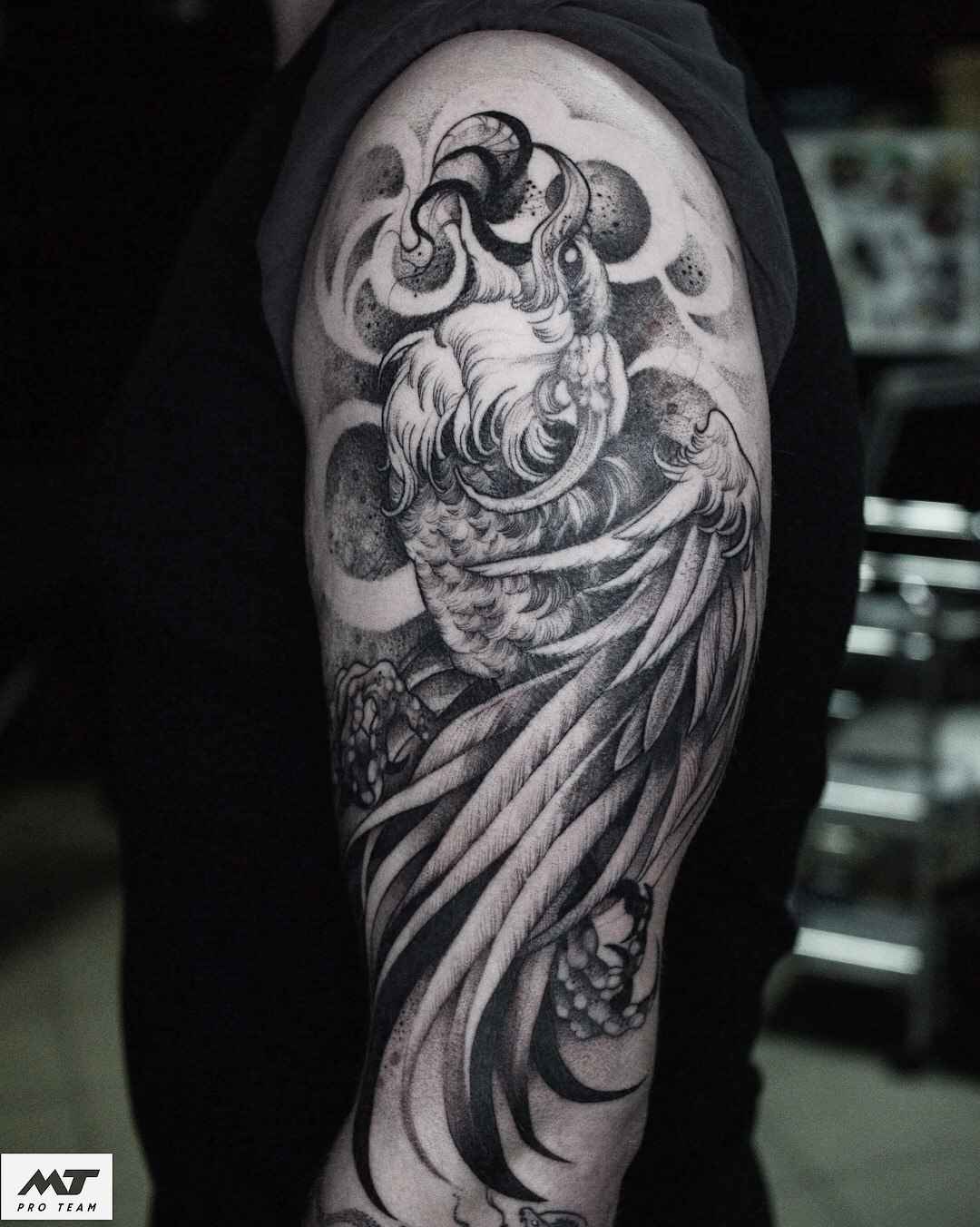 Tattoo artist Sasha Katuna authors blackwork tattoo | Russia