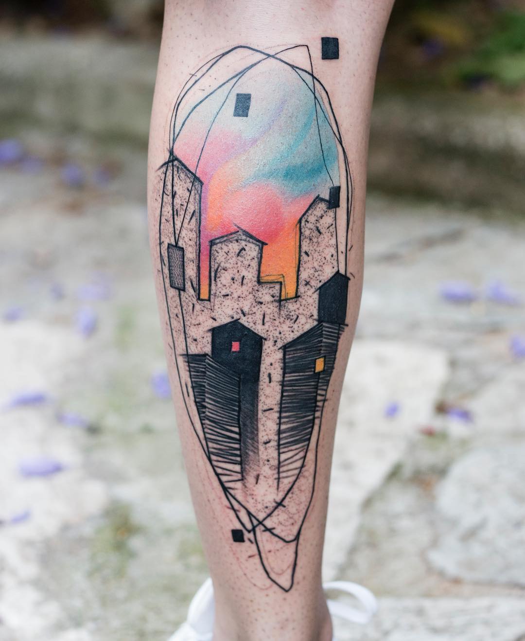 Tattoo artist Mike Kyrtatas, authors style color and black surrealistic sketch tattoo | United Kingdom