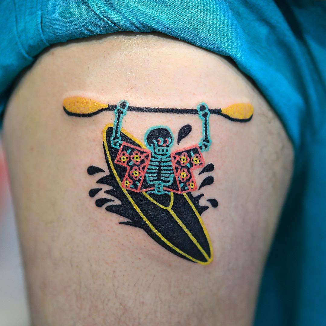 Tattoo artist Zzizziboy, color handpoke tattoo, authors style | Korea
