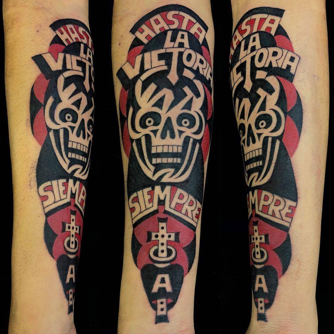 Tattoo artist Luxiano 31, authors style color and black tattoo, traditional, lettering | Mexico