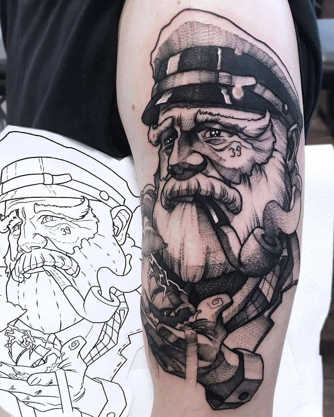 Tattoo artist Maurycy Szymczak, authors blackwork sketch tattoo | Poland