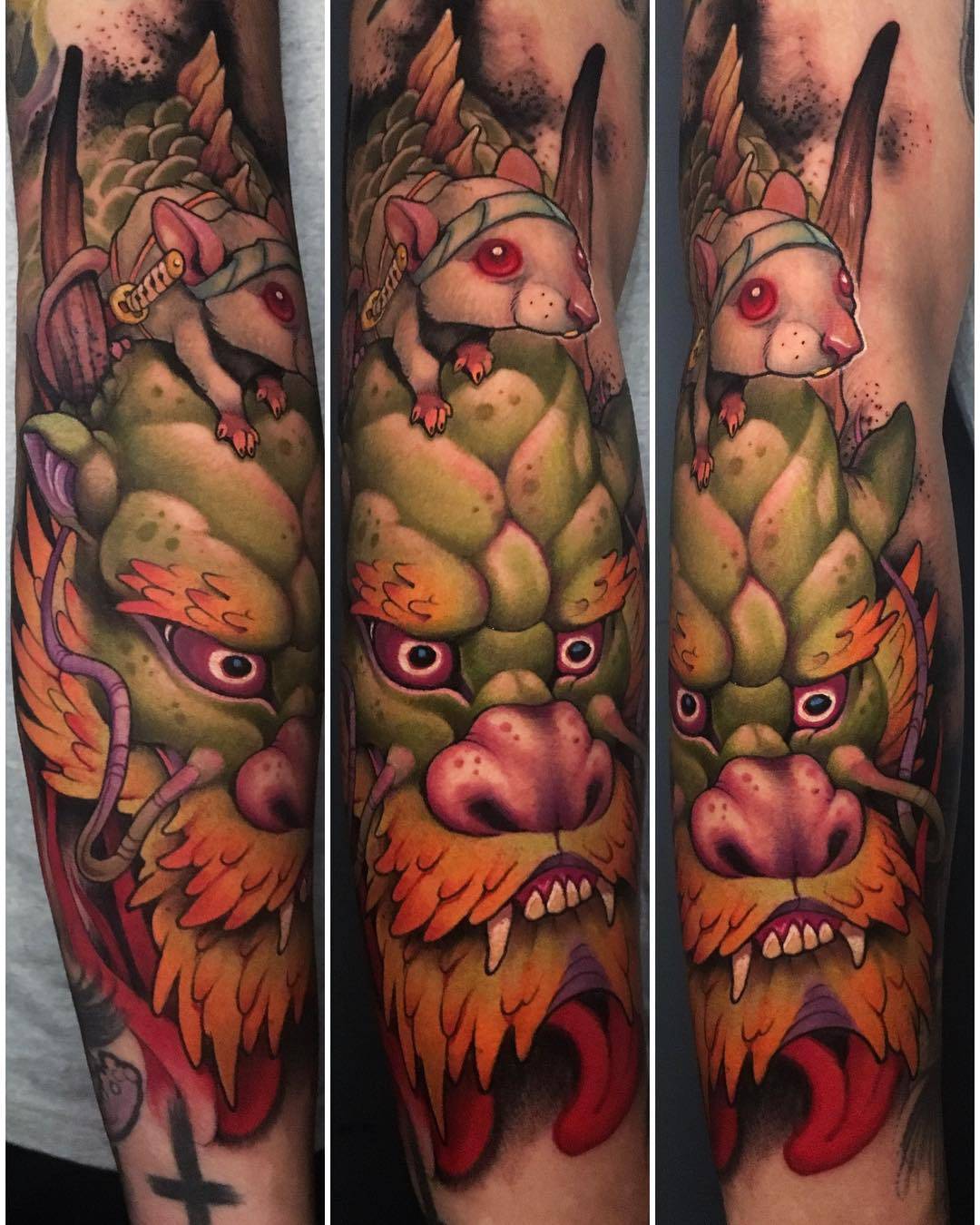 Tattoo artist Victor Chil, bright color new school tattoo, realism | Barcelona, Spain