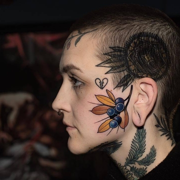 New school Face and head tattoos by Friedrich Übler