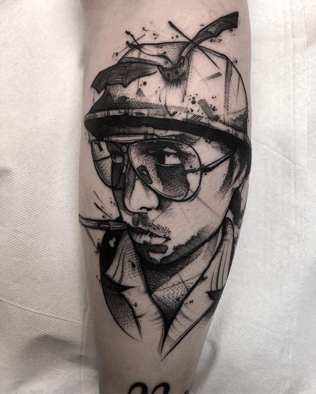 Tattoo artist Kévin Plane, black sketch tattoo | France