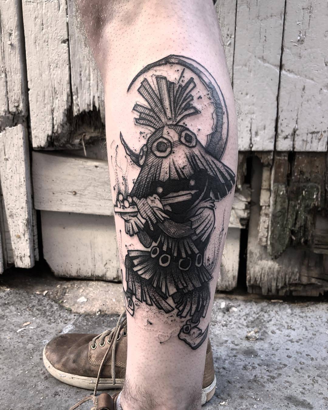 Tattoo artist Kévin Plane, black sketch tattoo | France