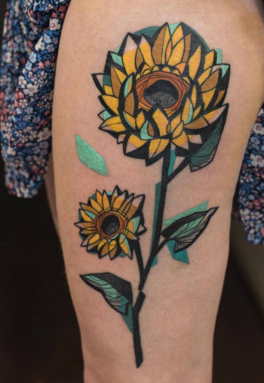 Tattoo artist Mike Kyrtatas, authors style color and black surrealistic sketch tattoo | United Kingdom