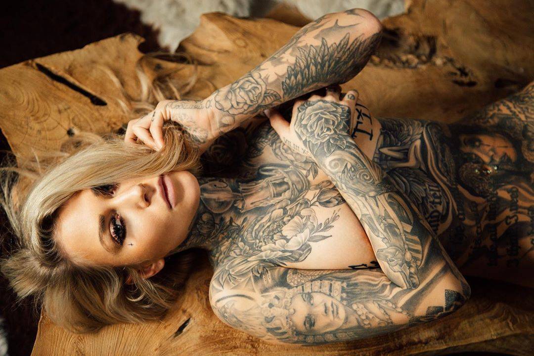 Tattooed model Daniela Bittner, alternative photo model, inked girl Germany...