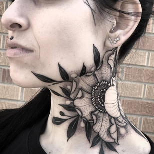 Female Black  tattoo on Neck #34151 | Tattoo Artist Jayce Wallingford