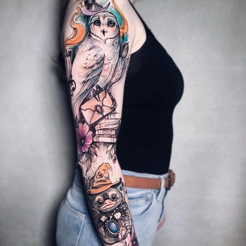 Botanical sketch watercolor tattoo by Magdalena Pliszka