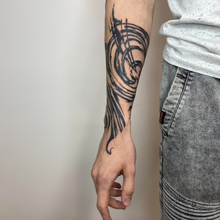 Male Black Abstract tattoo on Forearm #60346 | Tattoo Artist Mary Nepostaeva