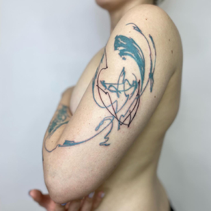 Female Color Abstract tattoo on Shoulder #60351 | Tattoo Artist Mary Nepostaeva