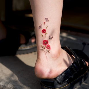 Female Color Watercolor tattoo on Leg #60954 | Tattoo Artist Pokhy