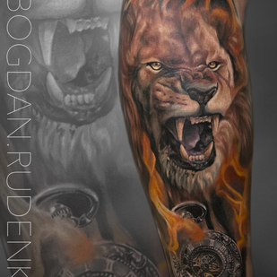 Male Color Realism tattoo on Shin #76256 | Tattoo Artist Bogdan Rudenko