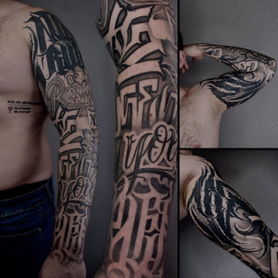 Male Black and Grey Lettering tattoo #76643 | Tattoo Artist Artem Ander