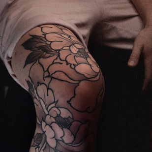 Male Black and Grey Japanese tattoo on Leg #76669 | Tattoo Artist Artem Ander