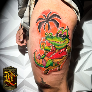 Male  New School tattoo on Thigh #78501 | Tattoo Artist Diego Conci