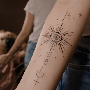 Female Black Ornamental tattoo on Forearm #79916 | Tattoo Artist DARI INK