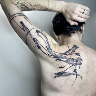 Male Black Abstract tattoo on Back #80239 | Tattoo Artist Mary Nepostaeva