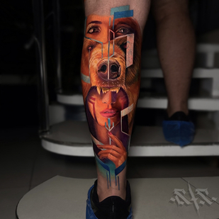 Male Color Realism tattoo on Shin #80296 | Tattoo Artist Sergey Krivov