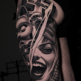 Male Black and Grey Realism tattoo on Thigh #80491 | Tattoo Artist Aleksey Titov