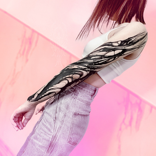 Female Black Blackwork tattoo on Sleeve #80501 | Tattoo Artist Vik Prokhorov