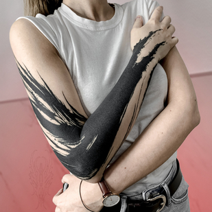 Female Black Blackwork tattoo on Sleeve #80503 | Tattoo Artist Vik Prokhorov