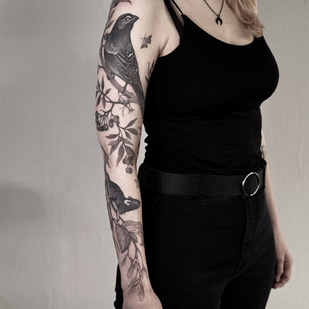 Black Graphic tattoo on Sleeve #80699 | Tattoo Artist Anastasia Veresktt