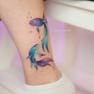 Female Color Watercolor tattoo on Leg #80759 | Tattoo Artist Ekaterina Garnet / Katy Garnet