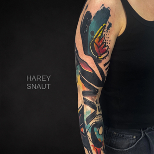 Female Color Abstract tattoo on Sleeve #80990 | Tattoo Artist Harey Snaut