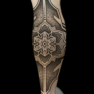 Male Black and Grey Ornamental tattoo on Leg #81850 | Tattoo Artist Ioann Leo ( LEO-VAN )