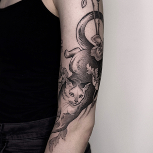 Female Black Graphic tattoo on Shoulder #82273 | Tattoo Artist Anastasia Veresktt