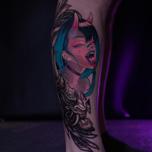 Male Color Neo-traditional tattoo on Leg #82297 | Tattoo Artist Alena Lang