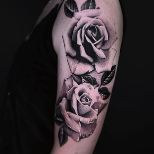 Female Black Whipshading tattoo on Shoulder #82328 | Tattoo Artist Polina s Tatuina