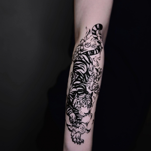 Female Black Graphic tattoo on Forearm #82333 | Tattoo Artist Polina s Tatuina