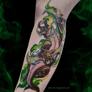 Female Color Author's Style tattoo on Leg #82382 | Tattoo Artist Ksenya Bugimen