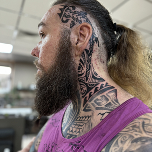 Male Black Polynesian tattoo on Head #82451 | Tattoo Artist Maxim Parhomenko