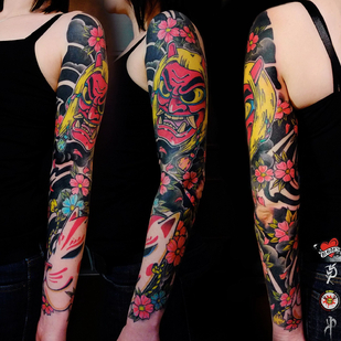 Female Color Japanese tattoo on Sleeve #82974 | Tattoo Artist Pavel Zubkov