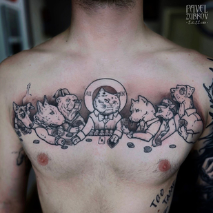 Male Black Graphic tattoo on Breast #82994 | Tattoo Artist Pavel Zubkov