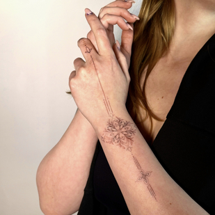 Female Black Jewelry tattoo on Forearm #83156 | Tattoo Artist Ekaterina Maximova