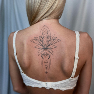 Female Black Jewelry tattoo on Back #83162 | Tattoo Artist Ekaterina Maximova