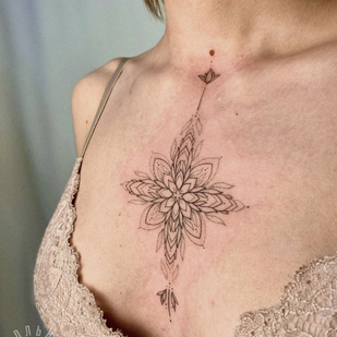 Female Black Jewelry tattoo on Breast #83167 | Tattoo Artist Ekaterina Maximova