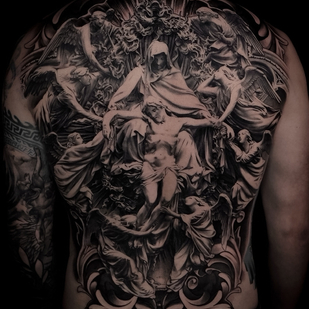 Male Black and Grey Realism tattoo on Back #83339 | Tattoo Artist Aleksey Titov
