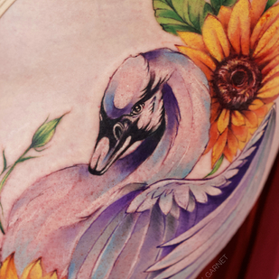 Female Color Watercolor tattoo on Thigh #83471 | Tattoo Artist Ekaterina Garnet / Katy Garnet